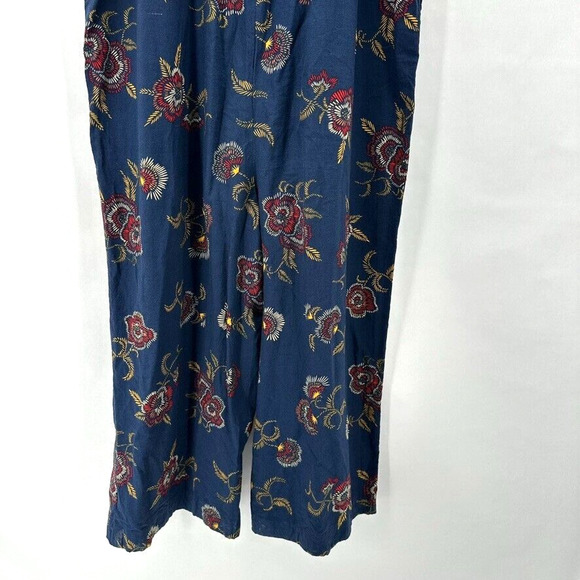 Madewell x Warm Jumpsuit Wide Leg Size 10 Blue Floral Stripes Cottage Boho Comfy - Picture 5 of 9